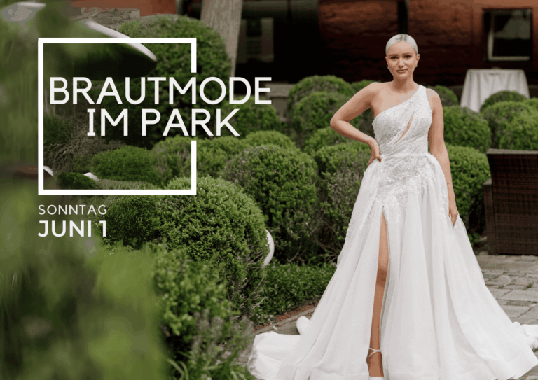 Brautmode im Park 1. Juni Mühle am Schlossberg Hochzeitslocation Pfalz mit Brautmode Emilia Jackel